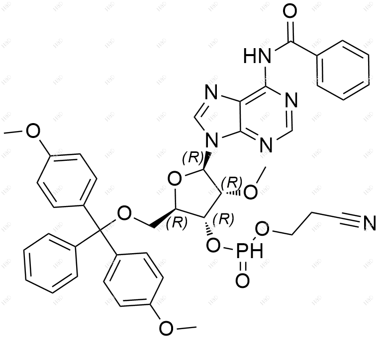 (2R,3R,4R,5R)-5-(6-苯酰胺-9H-嘌呤-9-基)-2-((双(4-甲氧基苯基)(苯基)甲氧基)甲基)-4-甲氧基四氢呋喃-3-基(2-氰乙基)膦酸酯